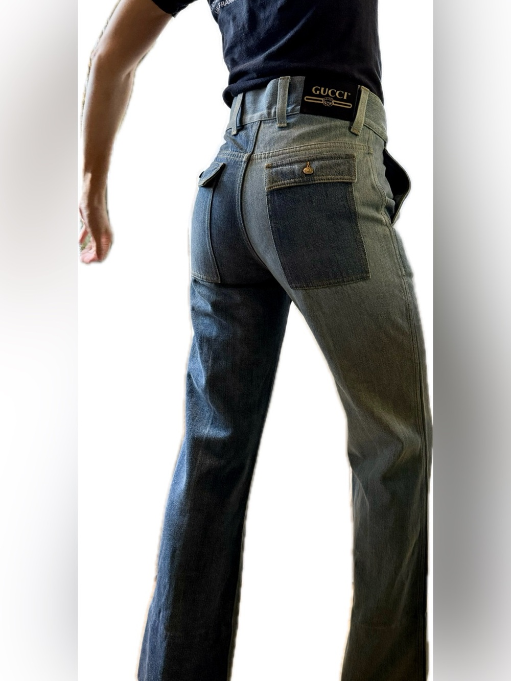 Gucci Two-Tone Bootcut Jeans